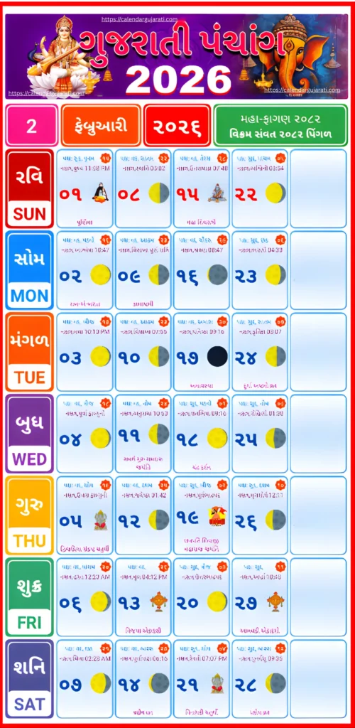 Gujarati Calendar February 2026